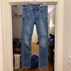 Rag & Bone Distressed Light Blue Slim Jeans